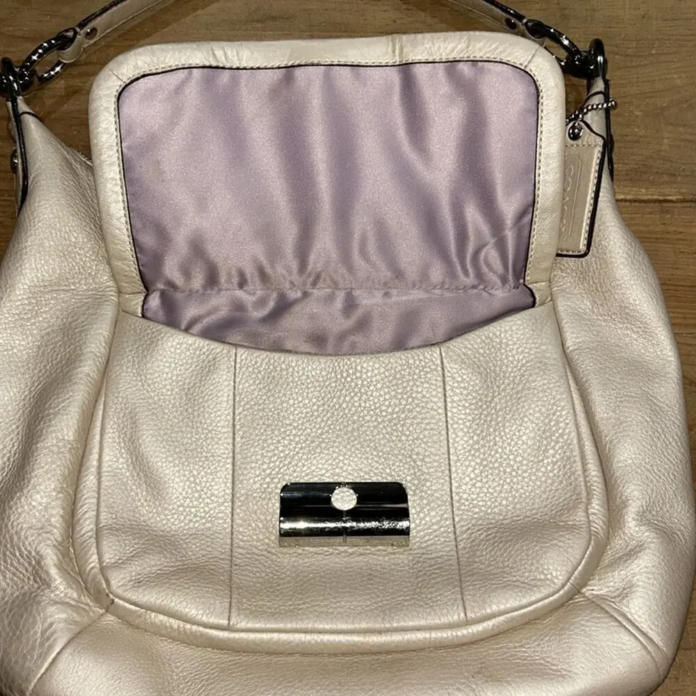 COACH Kristin Leather Shoulder Bag Champagne/Light Pink